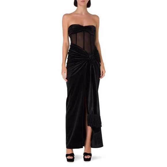 Bronx and Banco Gina Gown in Black Small New Womens Velvet Long Maxi Dress - Picture 13 of 16